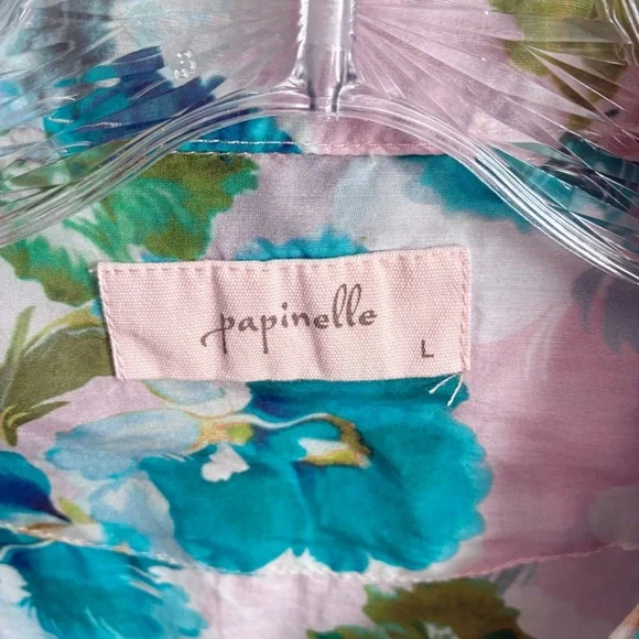 Papinelle Audrey Crop PJ Set pink blue floral cotton silk relaxed lightweight - Picture 6 of 13